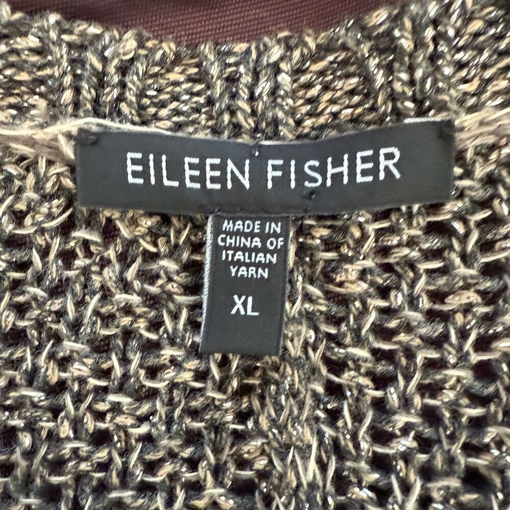 Eileen Fisher Bronze Variegated Links Sparkle Shimmer Knit Oval Cardigan $278 XL - Picture 7 of 8